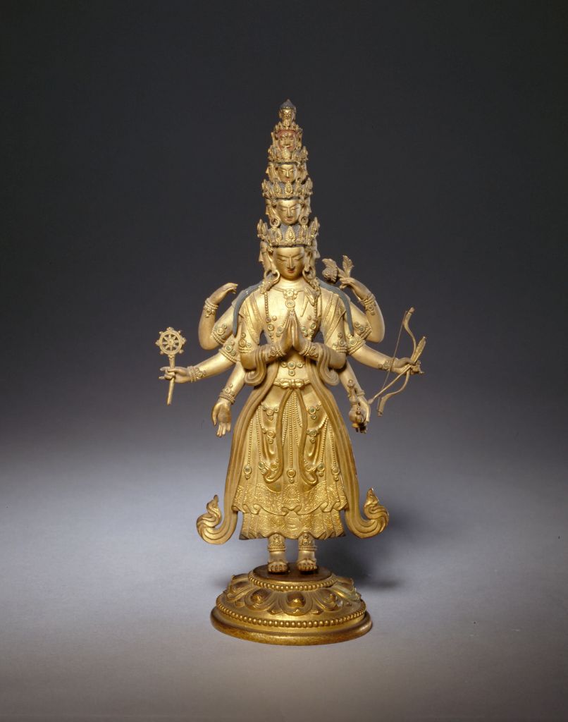 图片[1]-Copper gilded 11-sided Avalokitesvara statue-China Archive